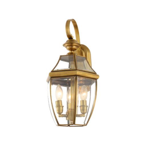 Outdoor Polished Brass Finish Brass Wall Lantern cu Clear Beveled Glass